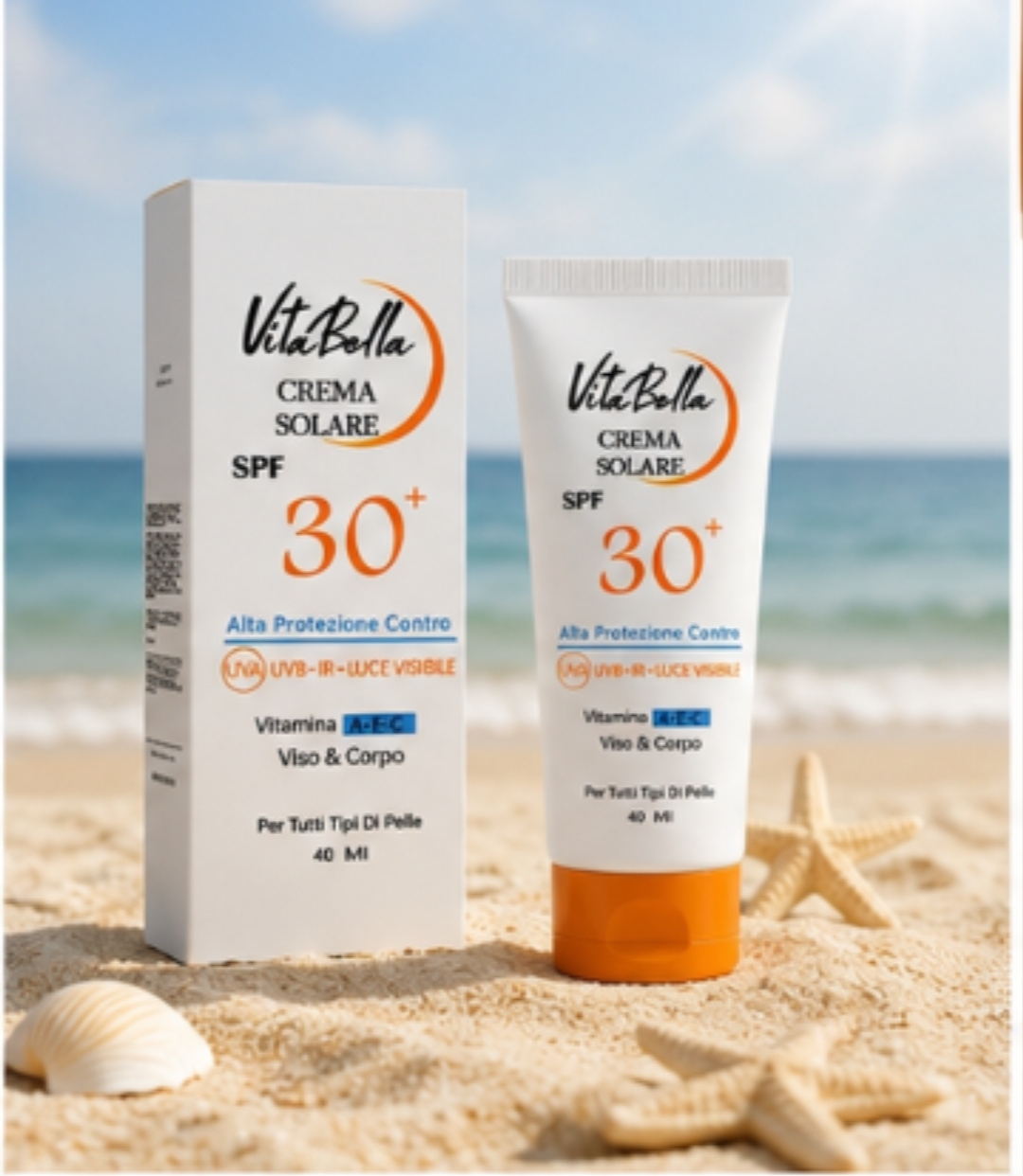 کرم ضد آفتاب spf۳۰ بی رنگ حجم ۴۰ میل انواع پوست ویتابلا